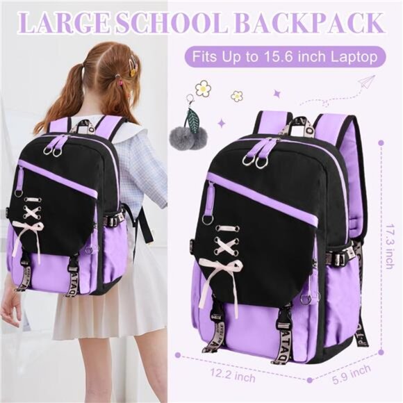 School Backpack for Teens Middle School Bookbag Students Lightweight - Picture 2 of 7